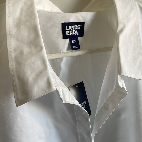 Lands End - No Iron Supima White Button down shirt. NWT - size 22W - Picture 2 of 5